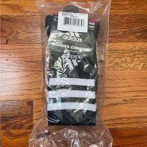 Adidas Womens Cushioned Crew Socks 3 Pair Black White Aeroready Sze 5-10 New